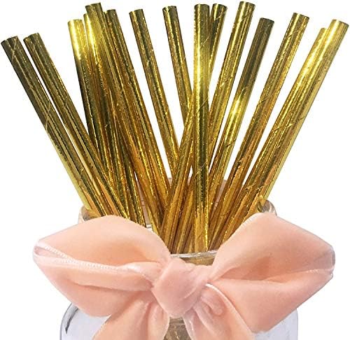 Pajitas papel dorado brillante biodegradables para fiestas bodas