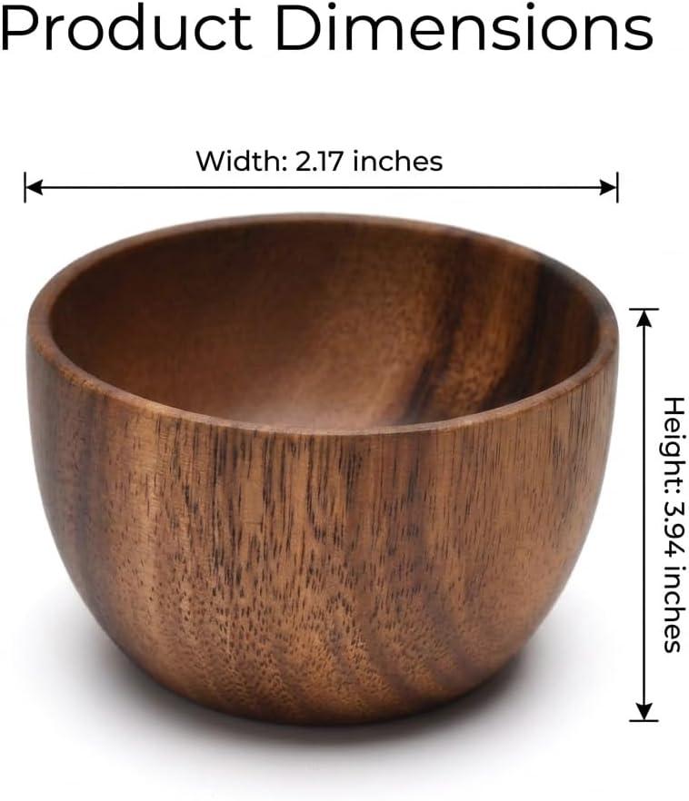 Cuenco de madera de acacia tallado a mano para salsa y especias