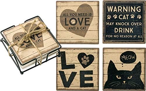 Set posavasos cocina all you need is love y gato