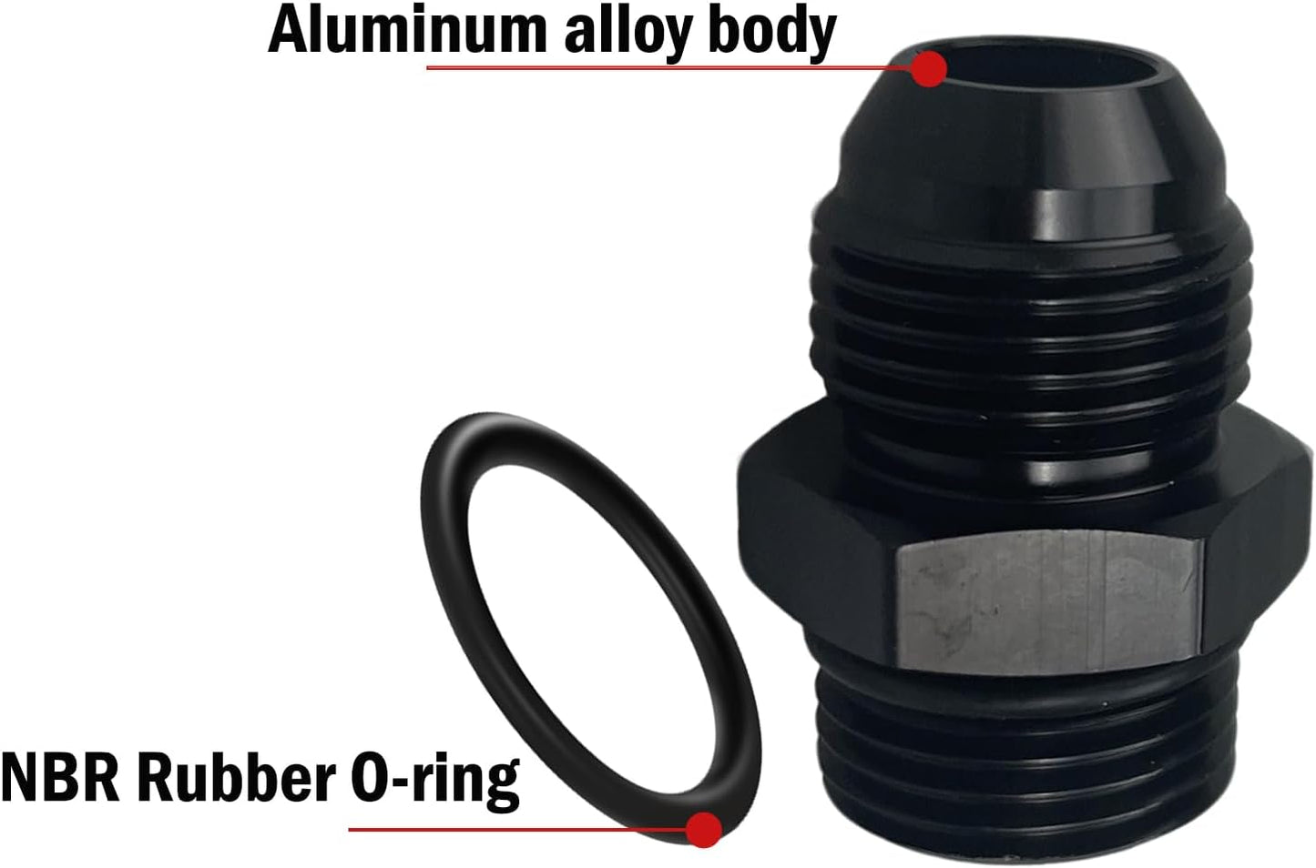 Adaptador riel combustible 8AN Flare a ORB 2 Uds negro
