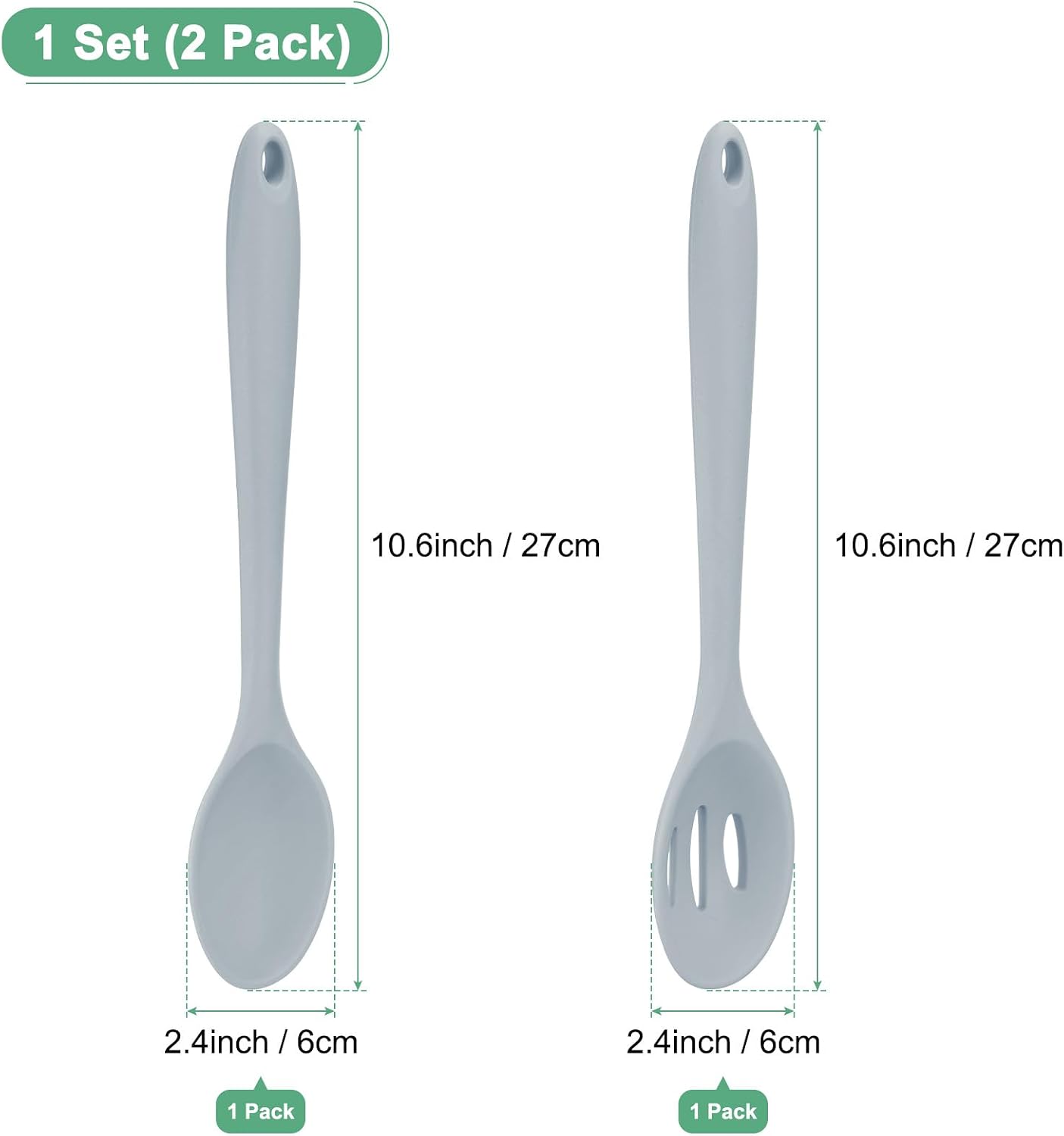 2 Cucharas Silicón Antiadherentes 10.6pulg Cocina Hornear