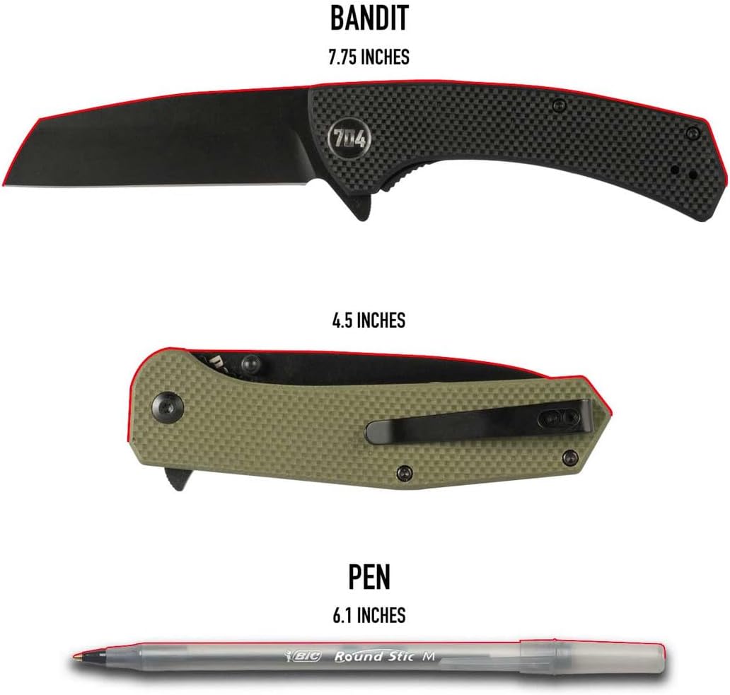 Cuchillo plegable D2 hoja pie oveja verde oliva