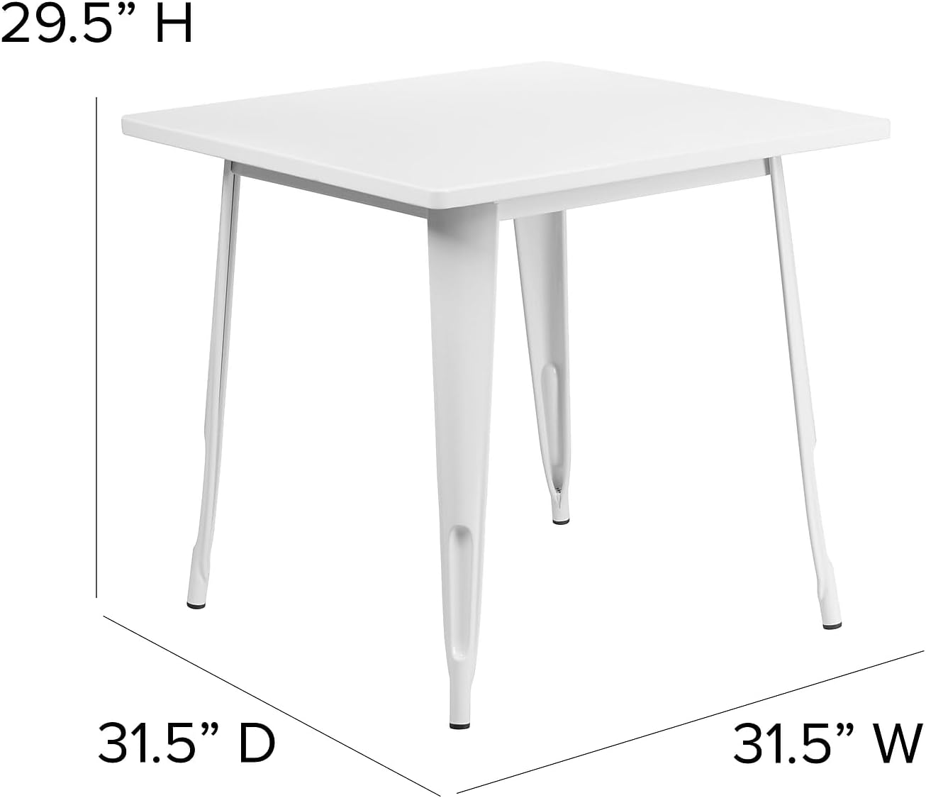 Mesa cuadrada metal blanco 31.5pulg interior exterior