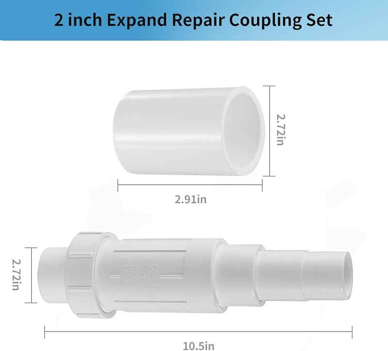 Acoplamiento reparación tubería PVC 2" impermeable duradero