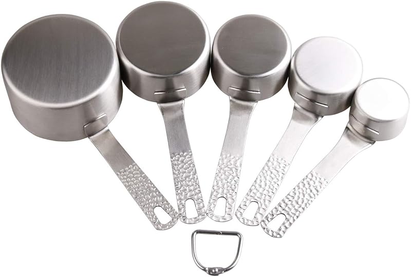 Set 5 Tazas Medidoras Acero Inox 18/8 Color Plata