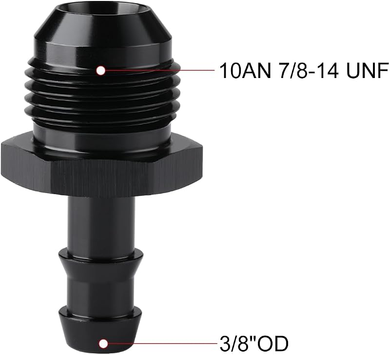 Adaptador macho 3/8 púas rectas aluminio negro 2 pzas