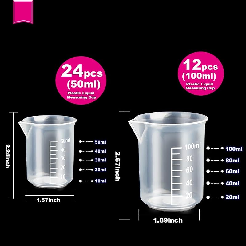 36 Vasos Mezcladores Resina 3.5oz 24 Tazas Pintura 1.7oz