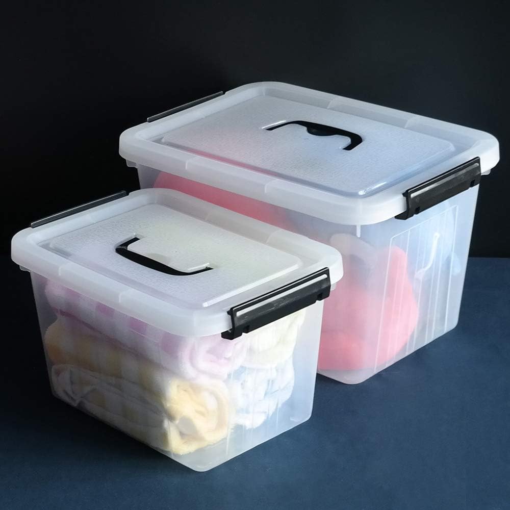 3 Pzas Caja Almacenamiento Plástico 12-6-3.5qt Con Pestillo