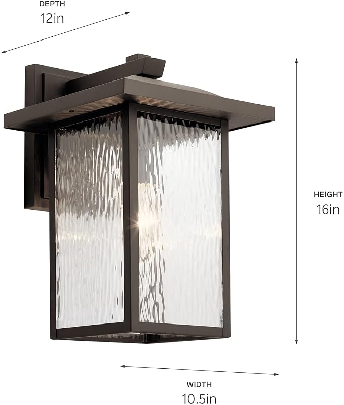 Lámpara pared exterior 16" 1 luz vidrio transparente