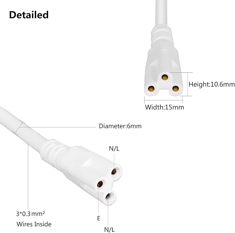 10 Cables Extensión T5 T8 5ft para Luces LED Conector