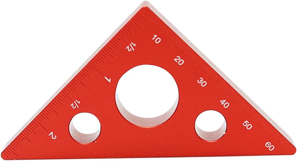 Regla triangular aluminio 45 grados 2.559pulg rojo