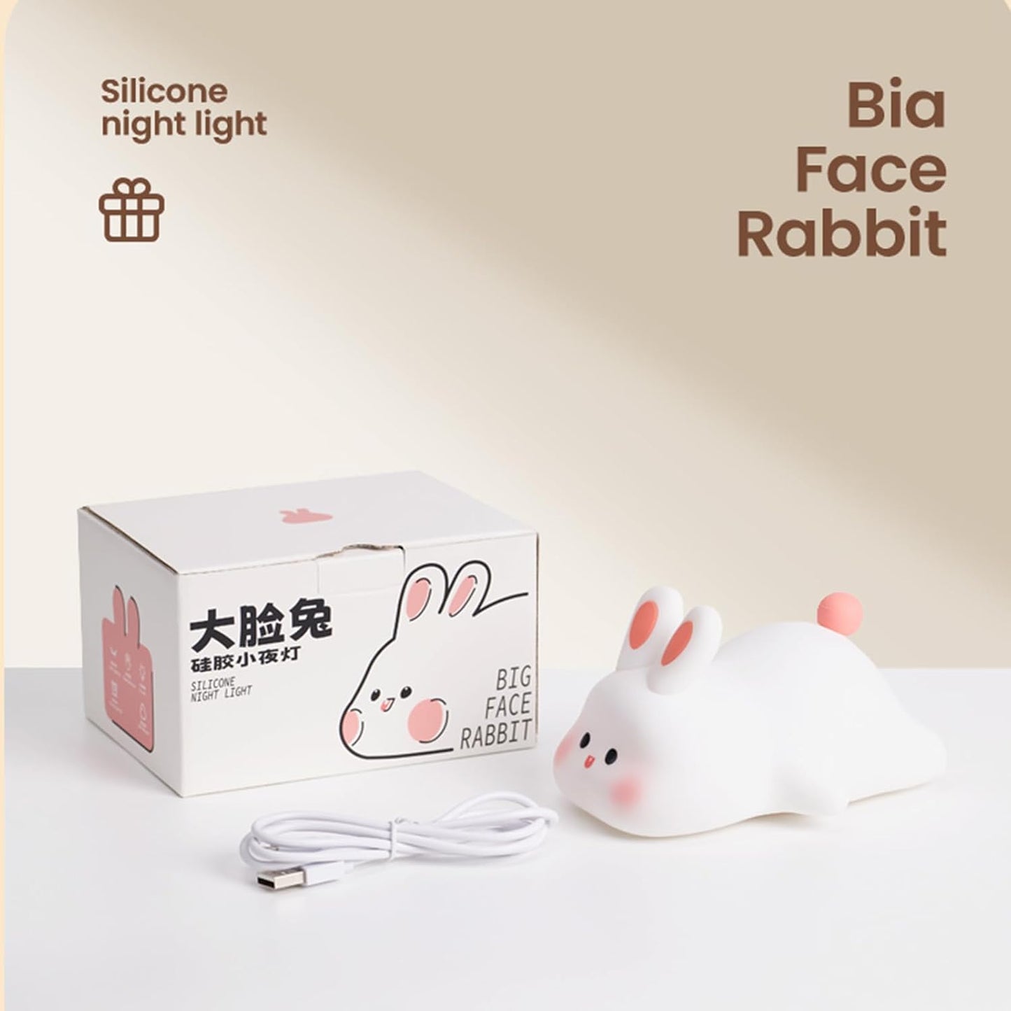 Luz nocturna conejo silicona recargable led para niños