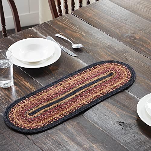 Camino mesa trenzado yute ovalado rojo y negro 8x25pulg