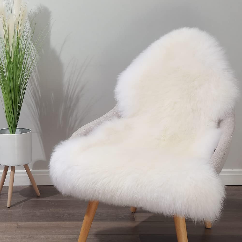 Alfombra piel oveja natural esponjosa para dormitorio niños
