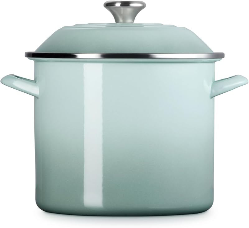 Olla Esmaltada 10qt Perilla Acero Inox Color Sal Marina