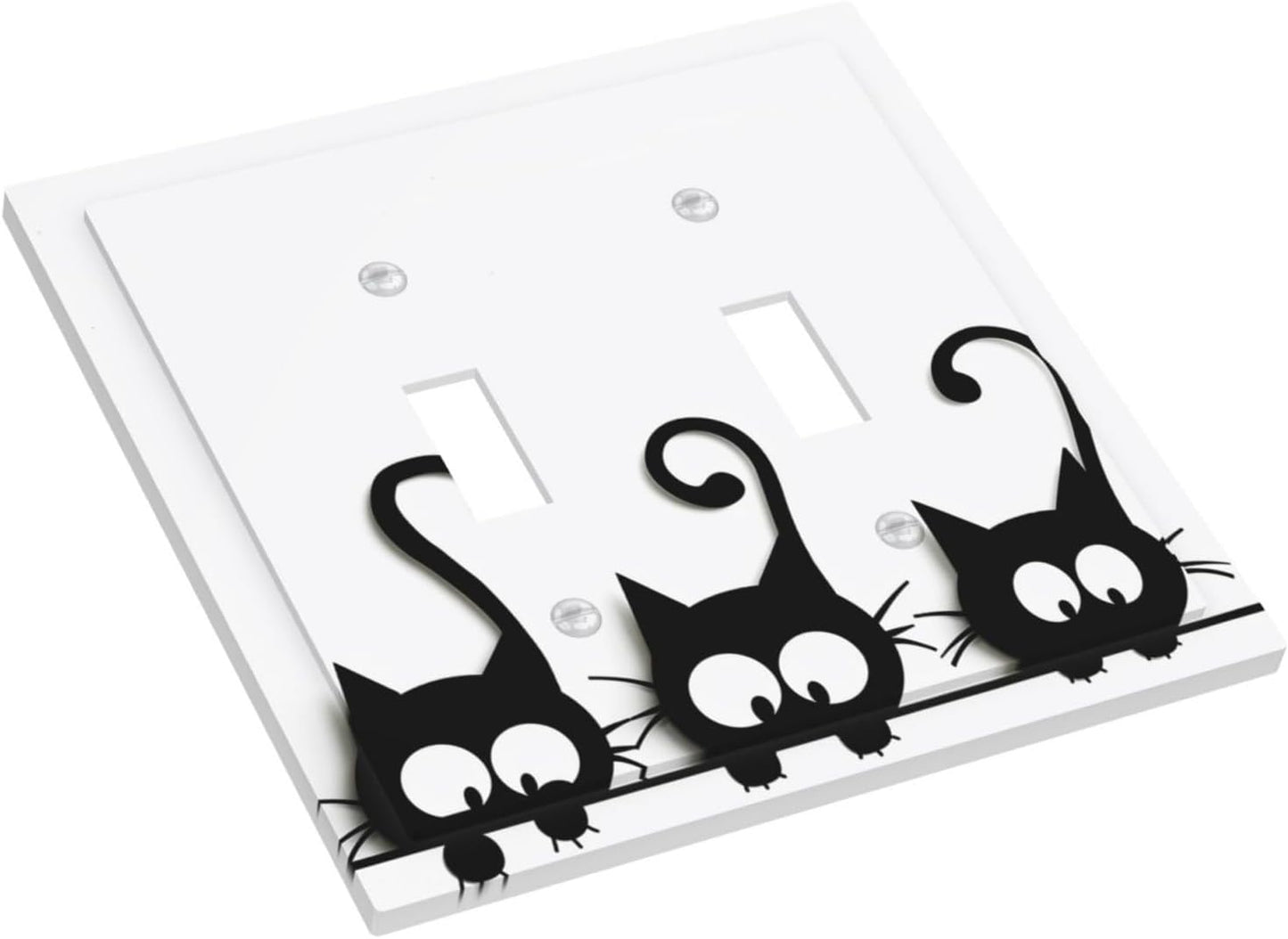 Placa interruptor 2 gang gato dibujos animados negro