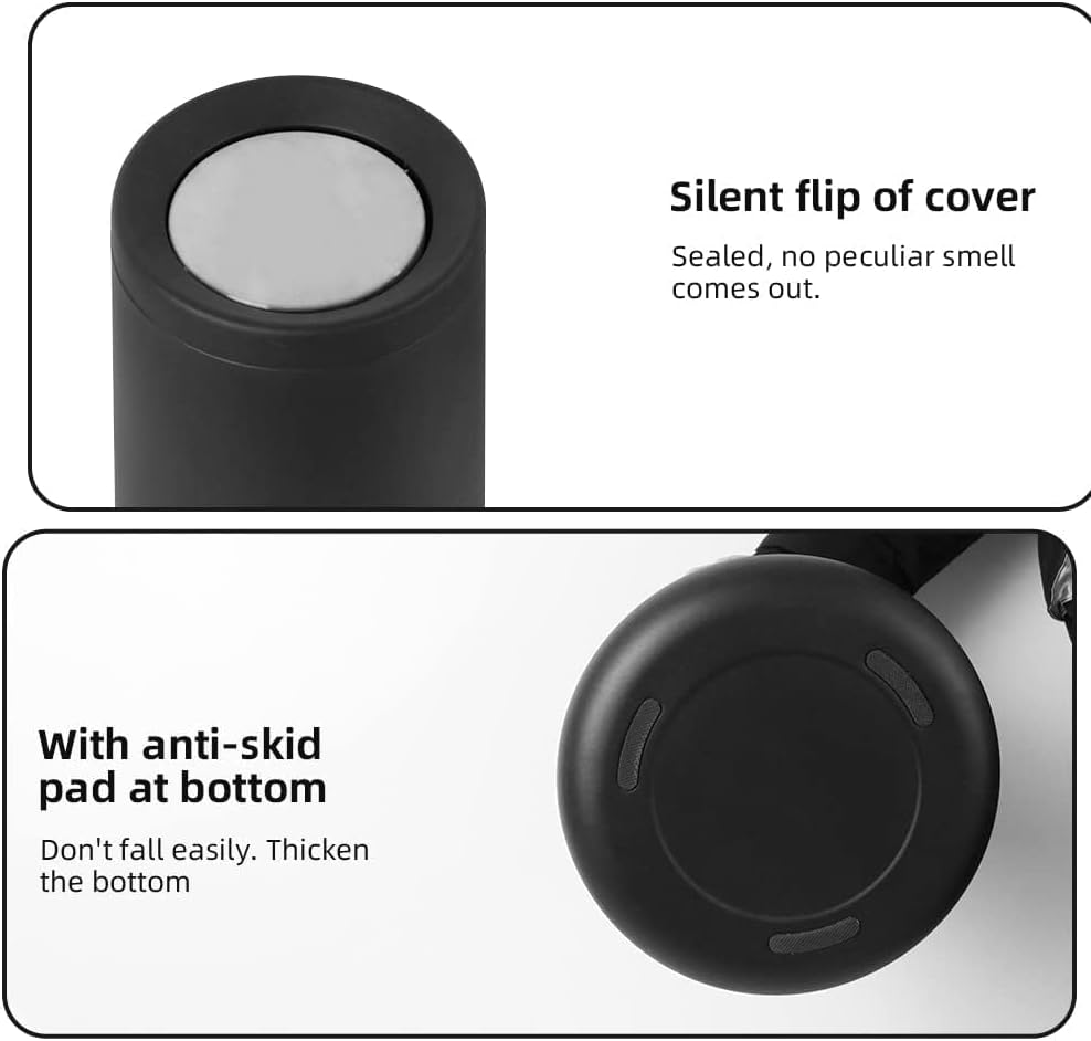 Cubo basura latón 8L tapa oscilante baño dormitorio negro