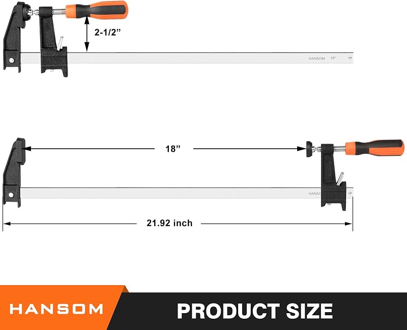 4 Abrazaderas Barra 18" Madera 600lb Ajustables