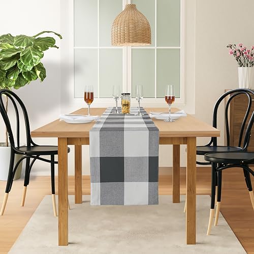 Mesa cuadros gris y blanco 13x90pulg para cómoda