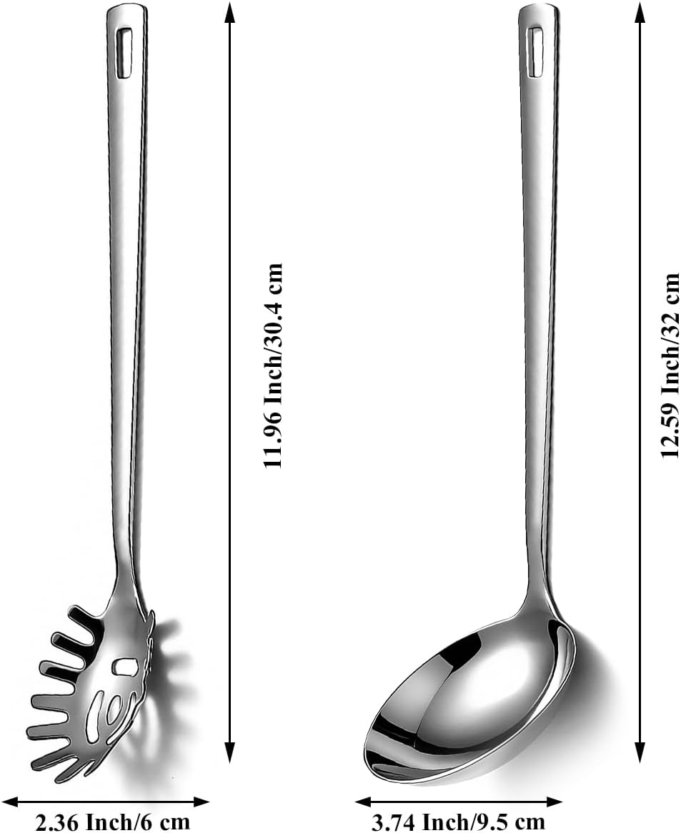 Set 2 Cucharas Acero Inox para Espagueti Cocina