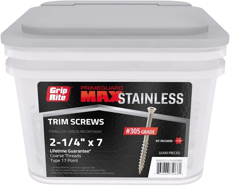 Tornillos acero inox T15 Star Drive para madera #7x2-1/4