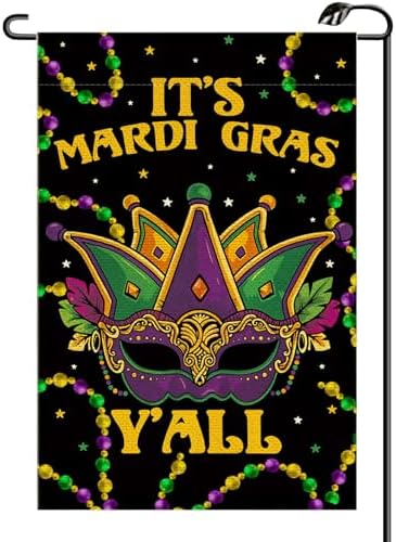 Bandera jardín doble cara 12x18pulg It's Mardi Gras