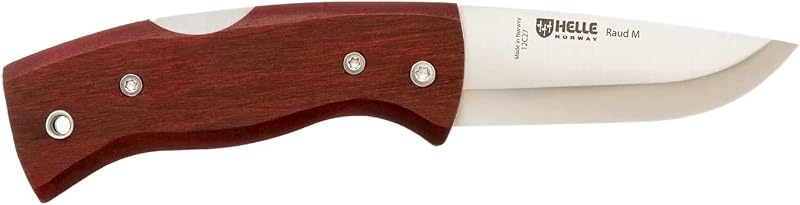 Cuchillo bolsillo plegable acero inox mango abedul rojo