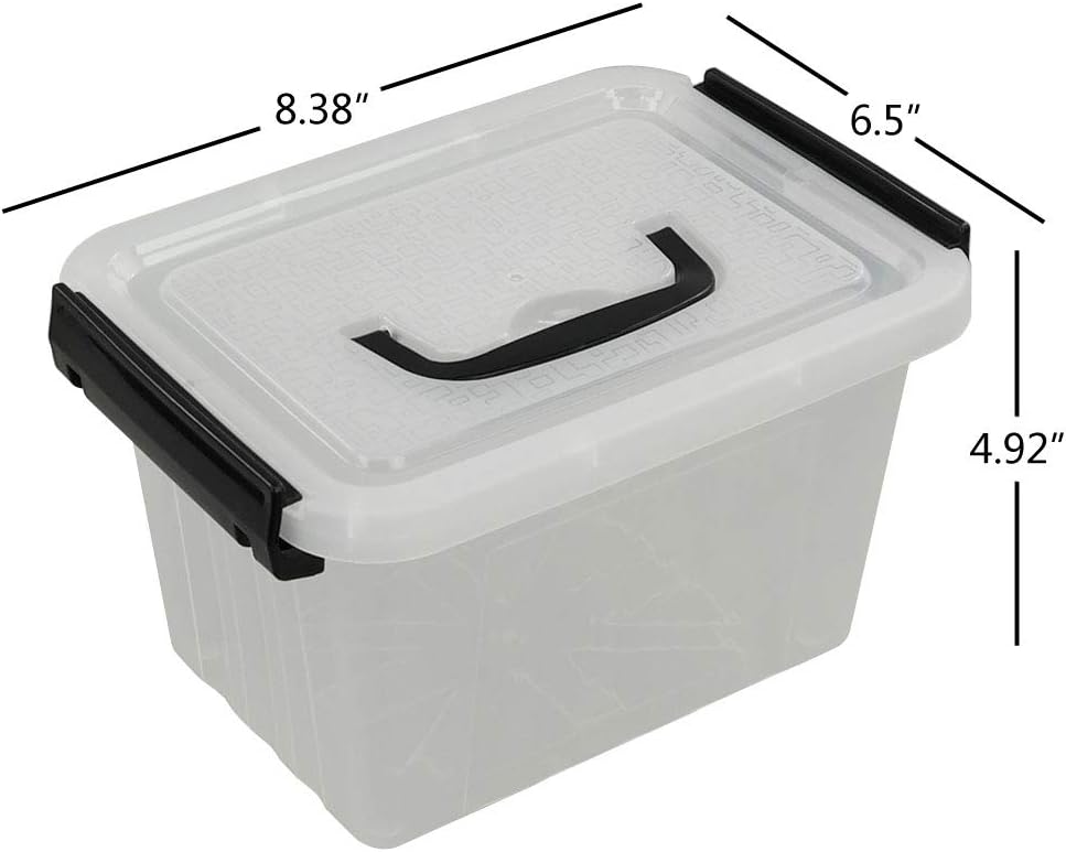 6 Cajas Plástico Transparente 2.5qt con Asa Almacenamiento