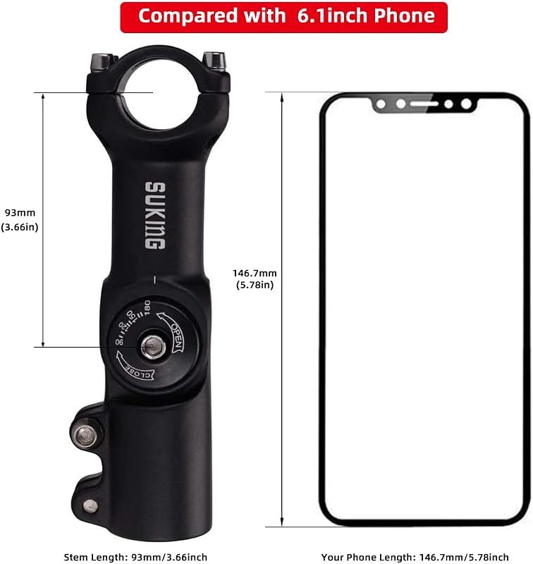 Vástago bicicleta ajustable 31.8mm 60mm negro rojo MTB