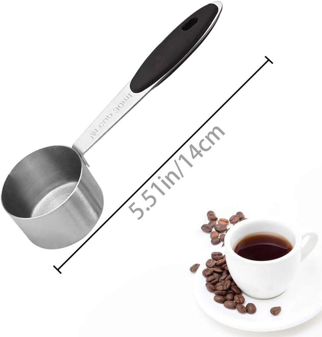 2 Cucharas Medidoras Acero Inox 1/8 Taza con Mango Silicona Negro
