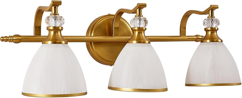 Lámpara baño 3 luces latón vintage con cuentas cristal