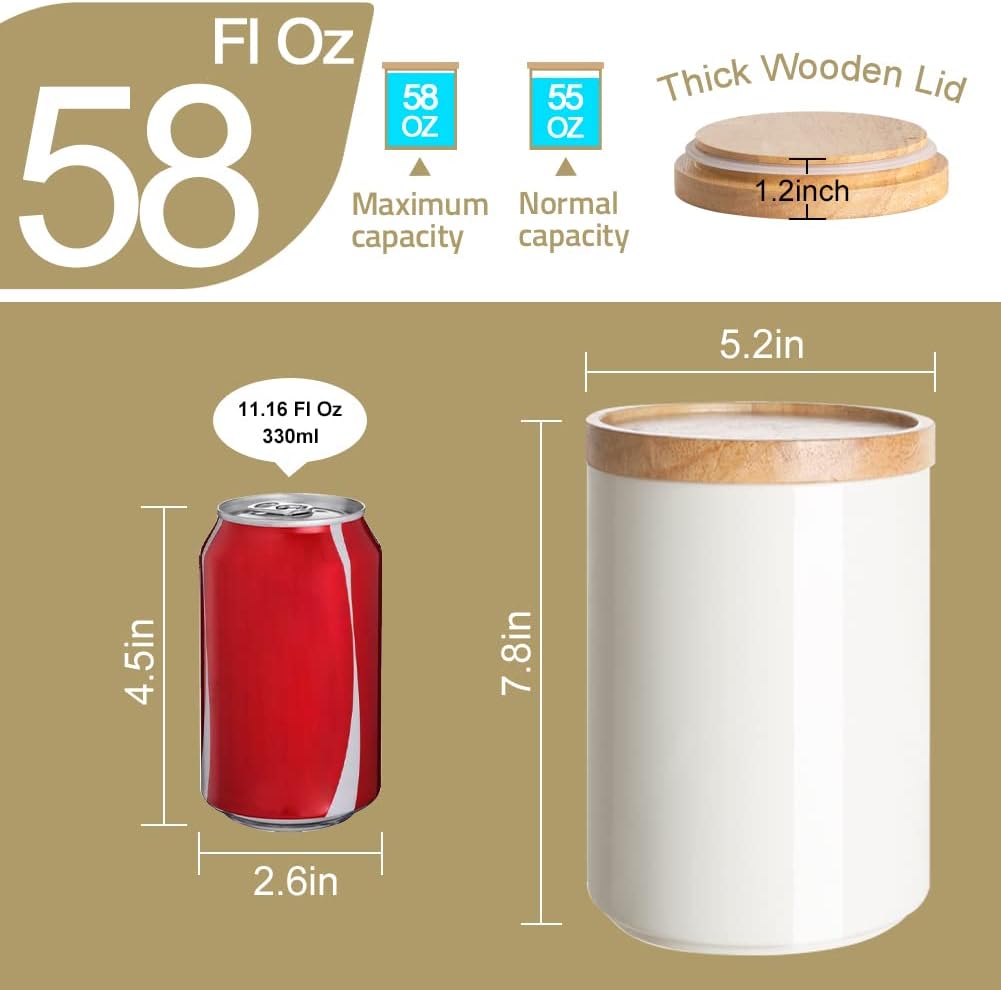 Tarro cerámica almacenamiento alimentos tapa madera 58oz