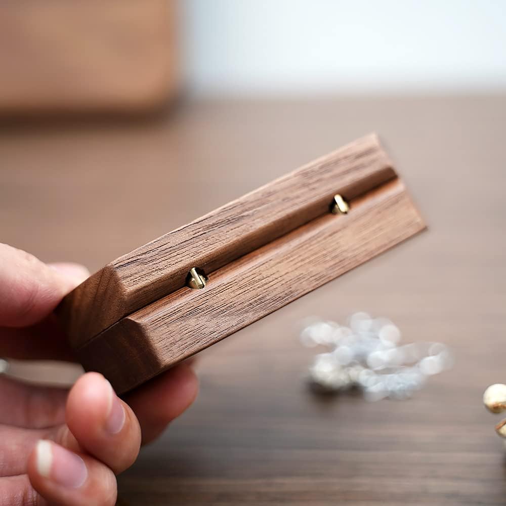 Caja madera doble para anillos grabada compromiso boda
