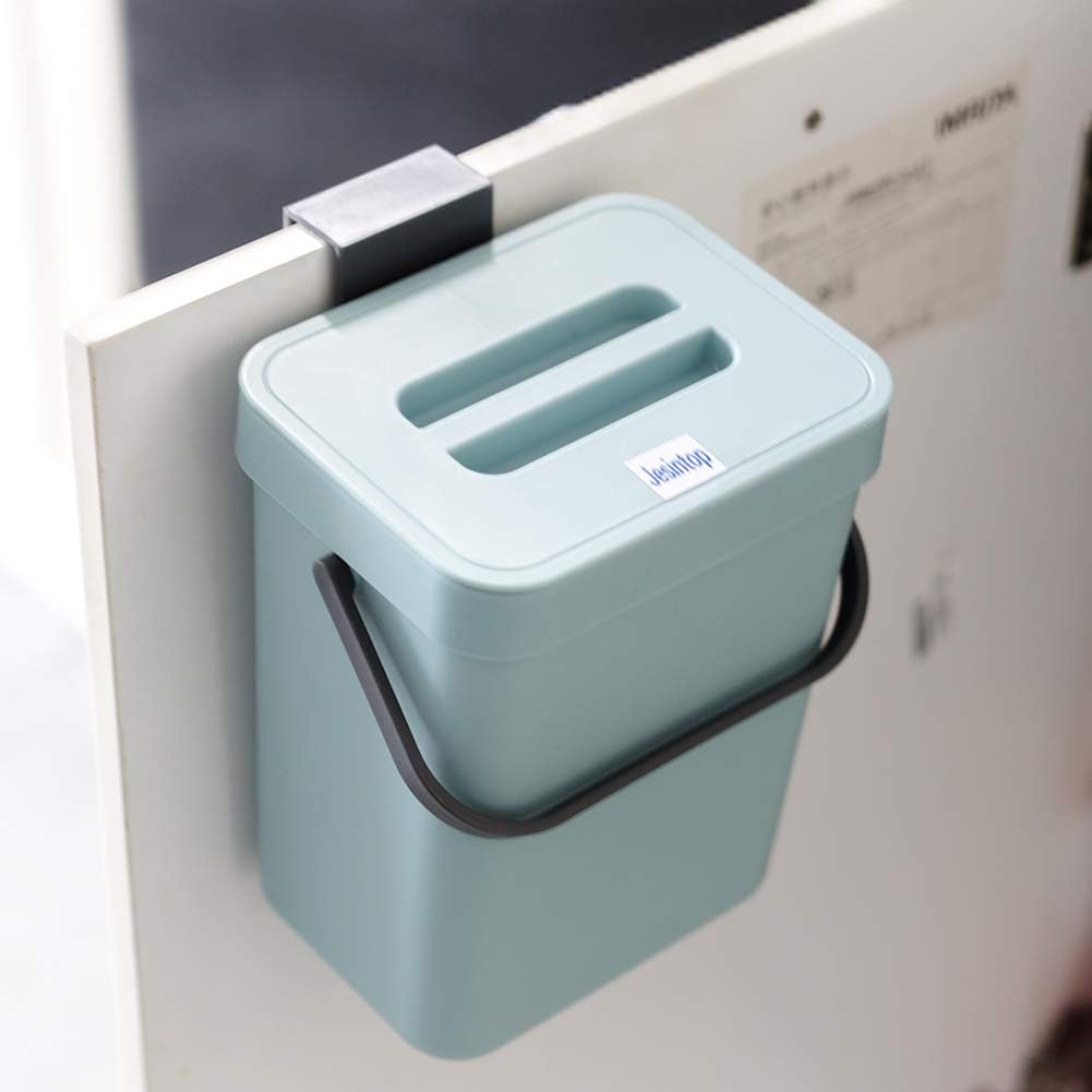 Contenedor compost azul 1.3gal colgante con tapa