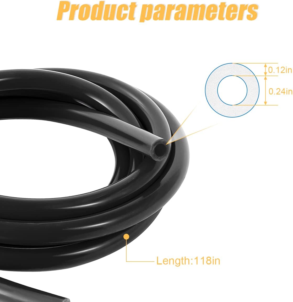 Manguera vacío silicona 10ft 1/4pulg 130PSI negro