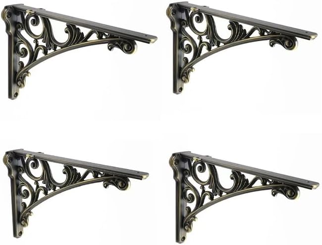 Soporte estantería 12" latón envejecido cepillado set 4