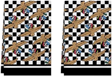 Juego de 2 paños de cocina XCHI 18 x 26 pulgadas color blanco y negro a cuadros