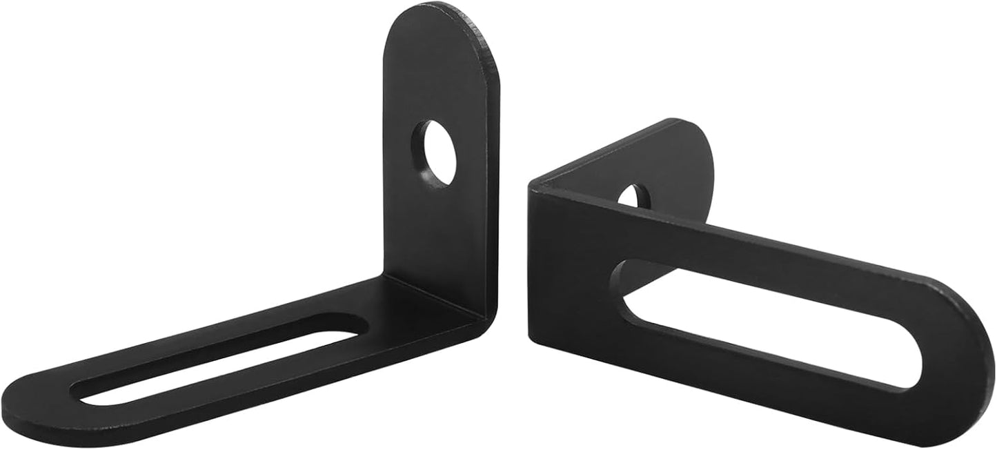 10 Soportes Ranurados en L Acero Inox 2.56x1.28pulg Negro