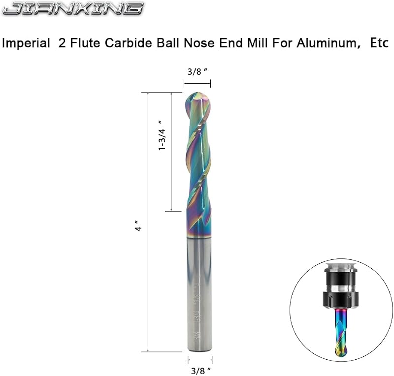 Fresa carburo 3/8" 2 flautas DLC para aluminio y plástico