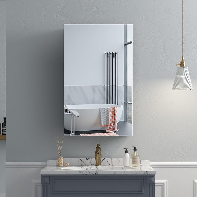Botiquín baño 16x26" color negro con espejo y estantes