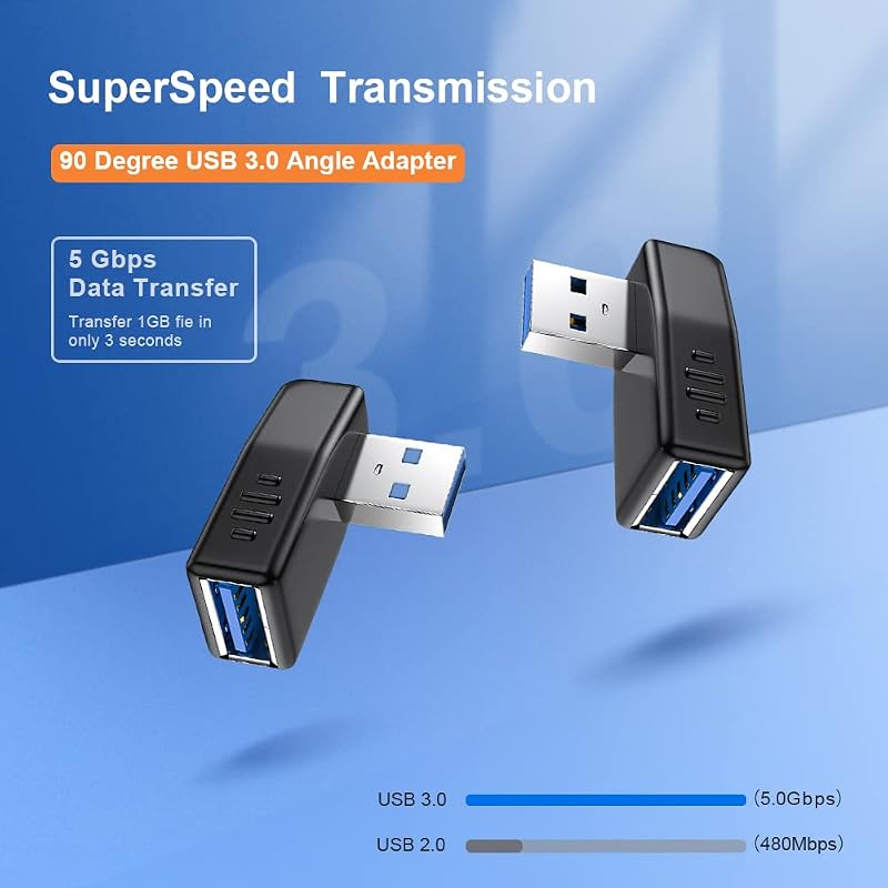 Adaptador USB 3.0 macho a hembra 90 grados