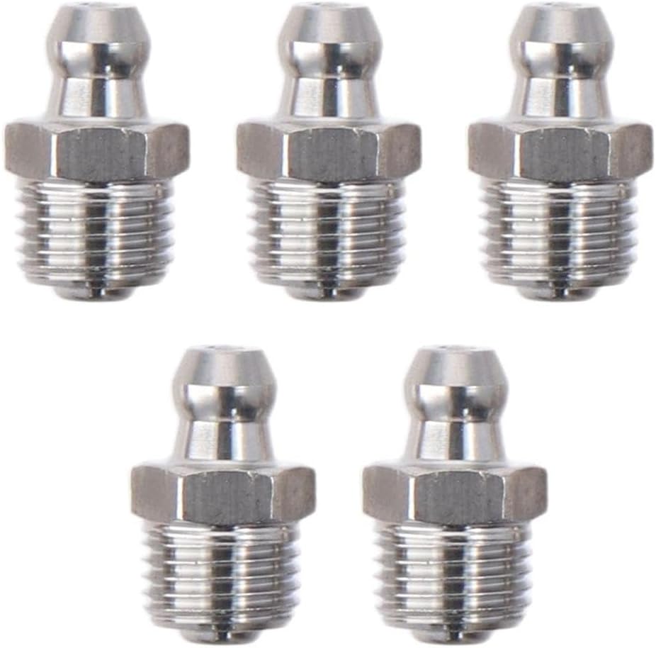 10 Pzas Accesorios Grasa Acero Inox M10x1 Tono Plata