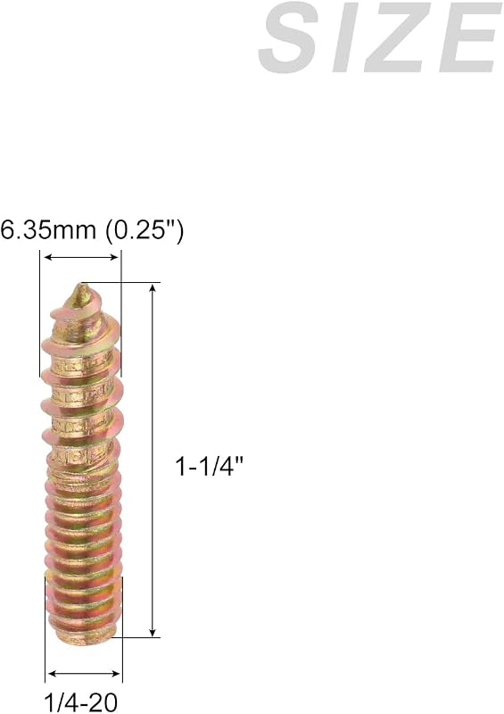 Tornillos doble cara 1/4-20 x 1-1/4 pulg 20uds