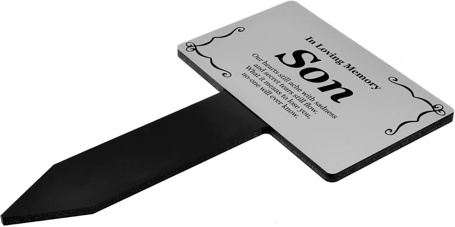 Placa conmemorativa hijo para tumba jardín grabada