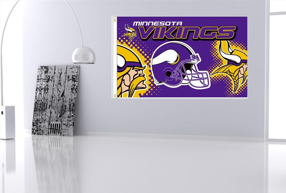 Bandera Vikingos Minnesota 3x5ft Poliéster para Garaje