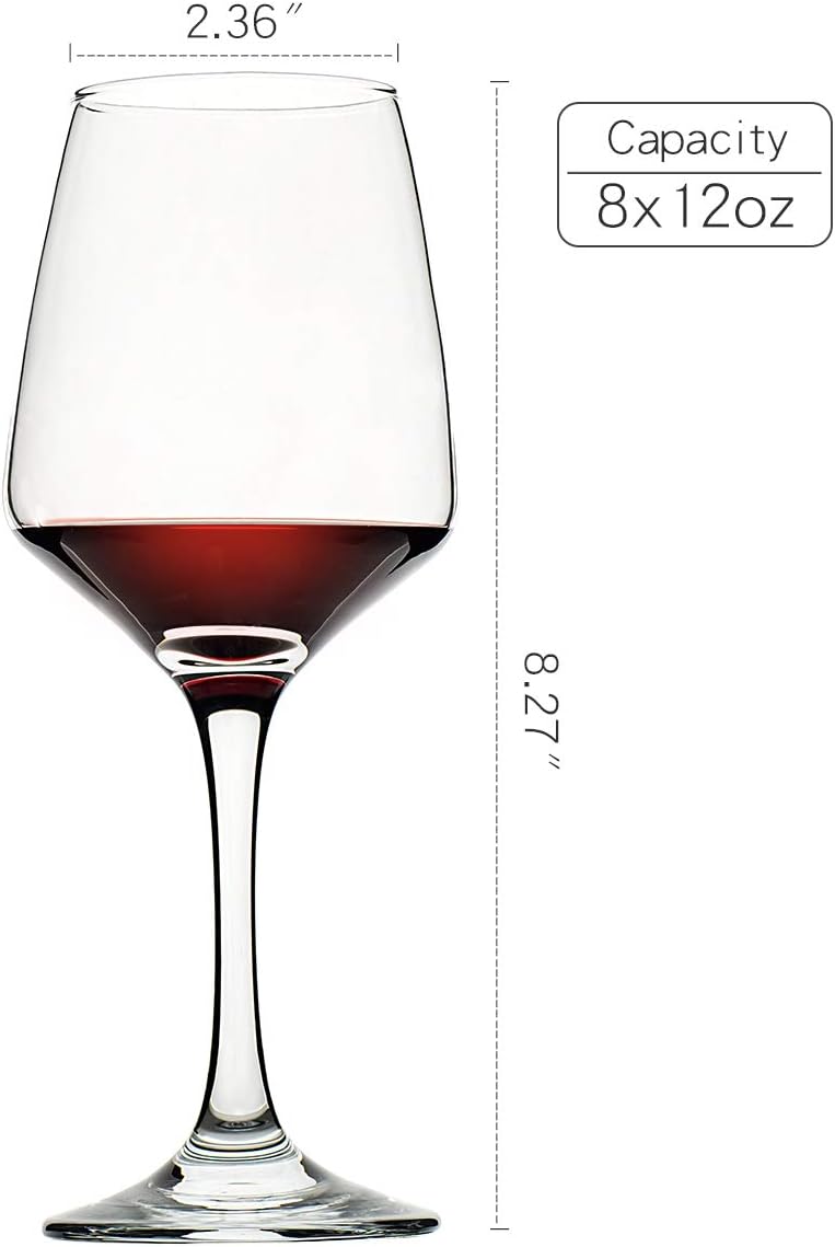Set 8 Copas Vino 12oz Cristal Transparente Sin Plomo