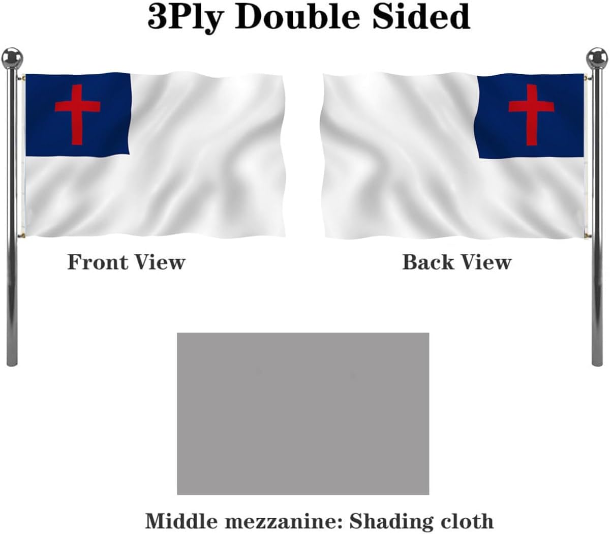 Banderas cruz cristiana 3x5ft doble cara para iglesia