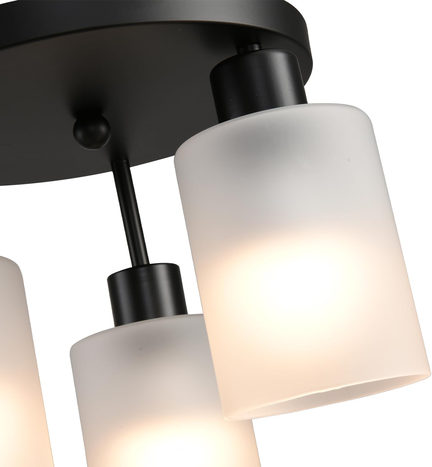 Lámpara techo 3 luces negro mate vidrio esmerilado