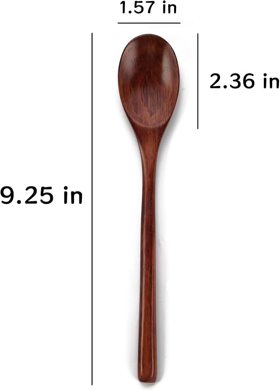 4 Cucharas madera estilo japonés mango largo para comer y mezclar