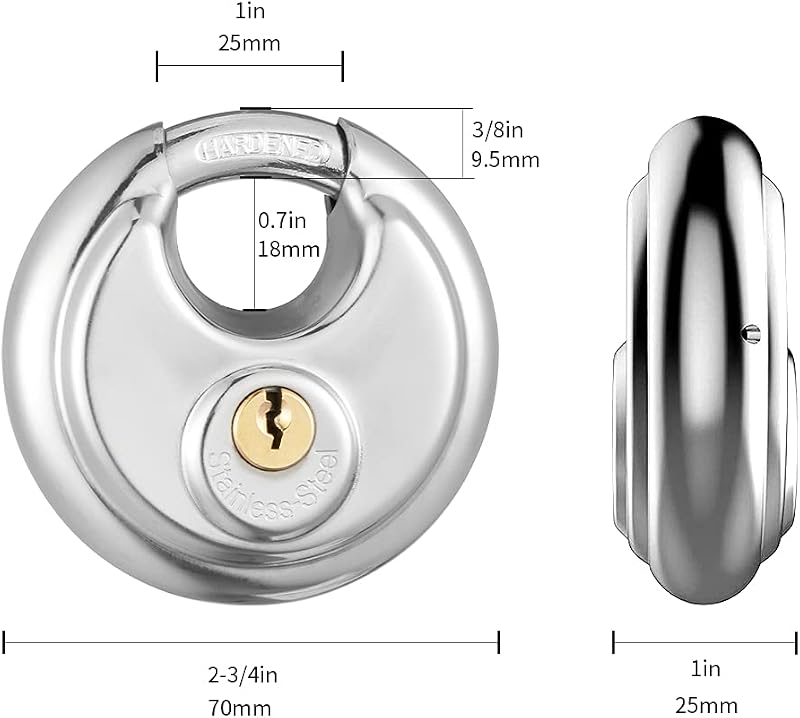 Candado disco acero inox 6 pzas 2-3/4"